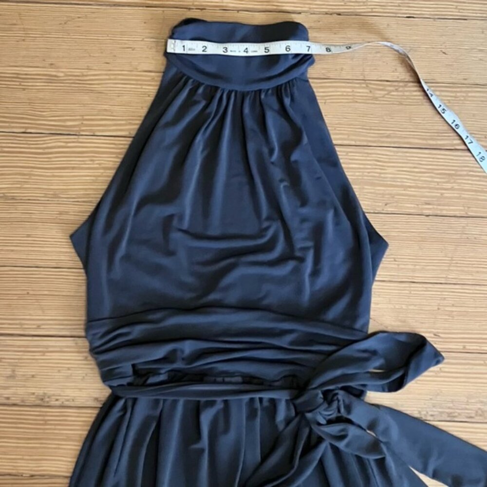 NWT Max & Cleo Keyhole back Halter Gown in Slate Grey Sz 6. - Picture 5 of 13